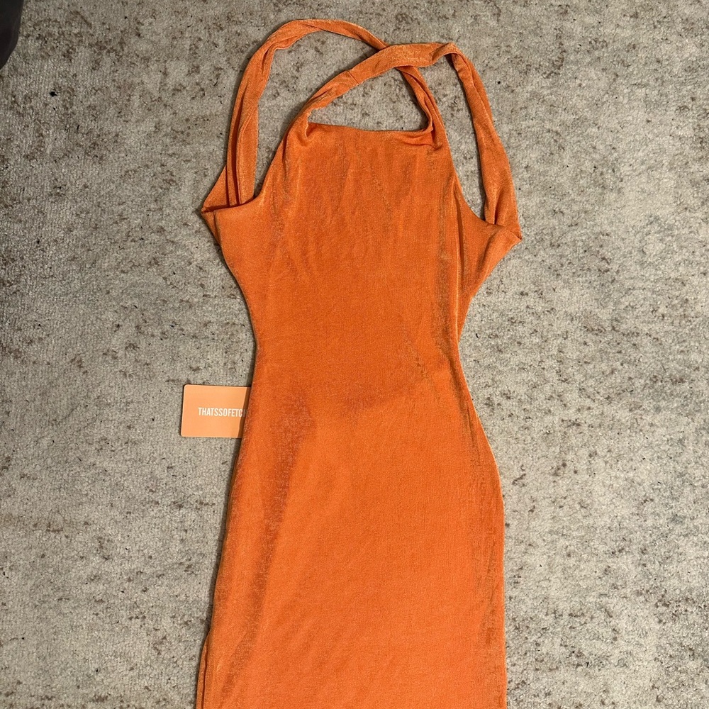 Orange Sleeveless Mini Dress - Never worn - Picture 2 of 3